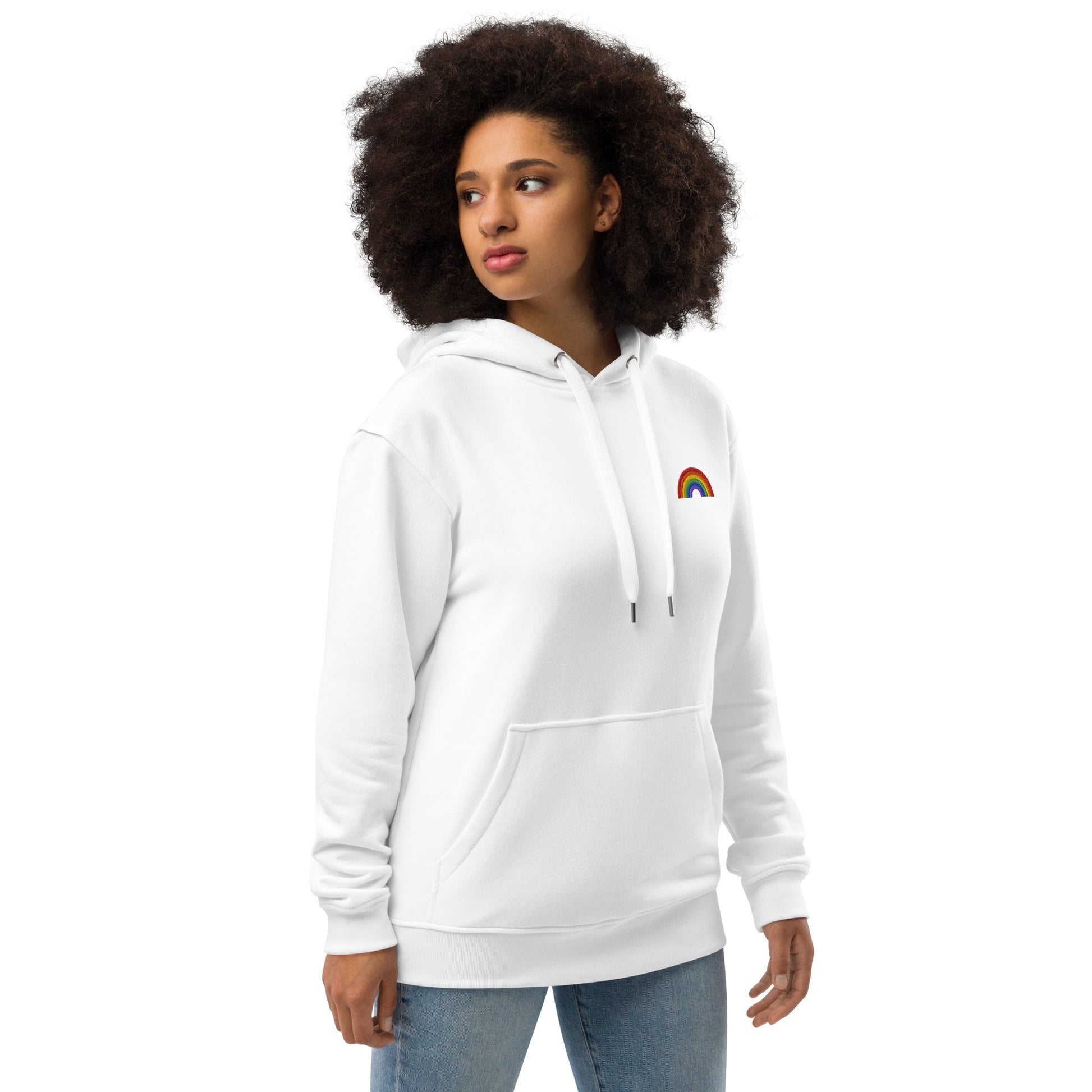 Premium eco hoodie with 'Rainbow' embroidery